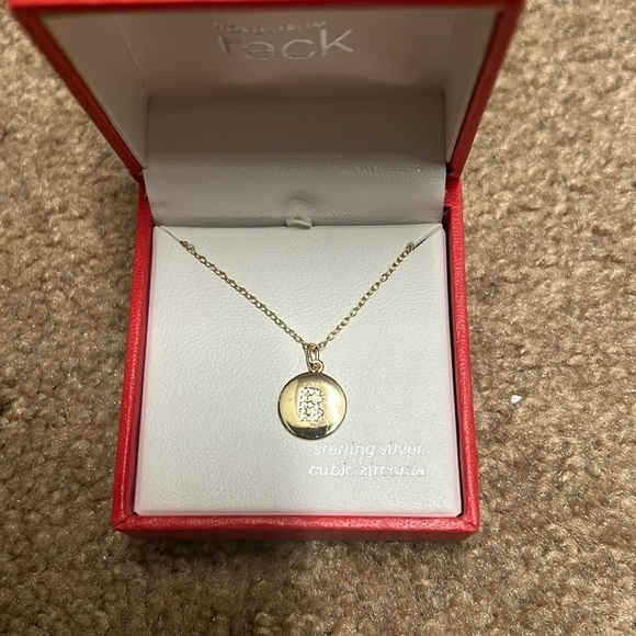 Sterling silver cubic zirconia initial B necklace - Picture 1 of 4